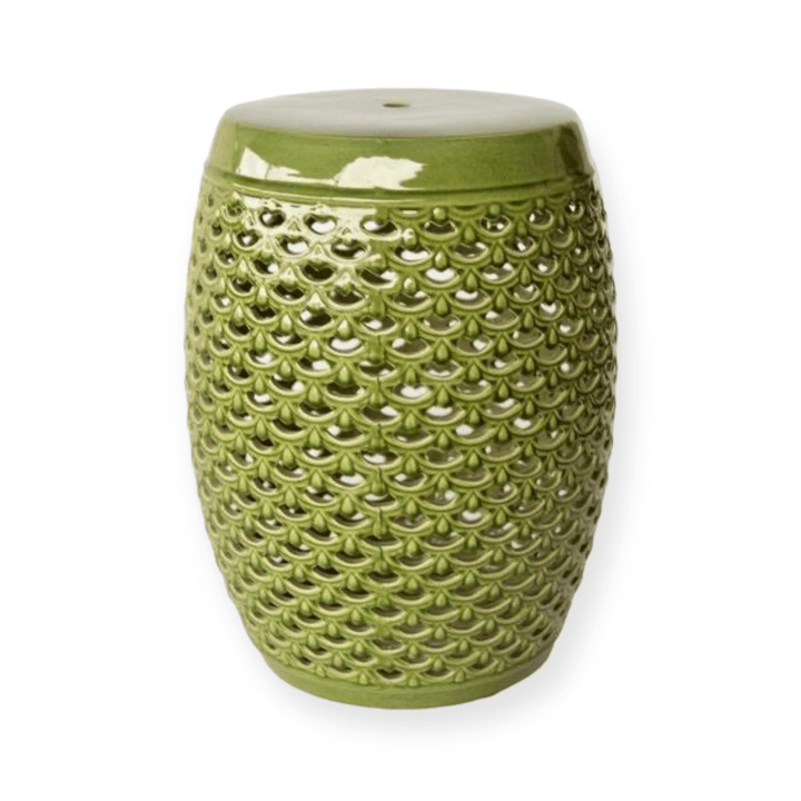 Stool Ceramic Green Scallop Design