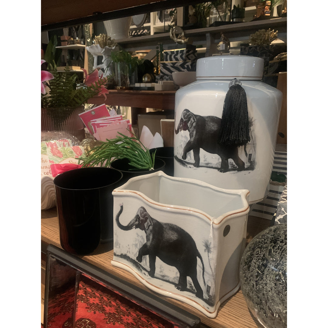 Jar Elephant Plains Ceramic