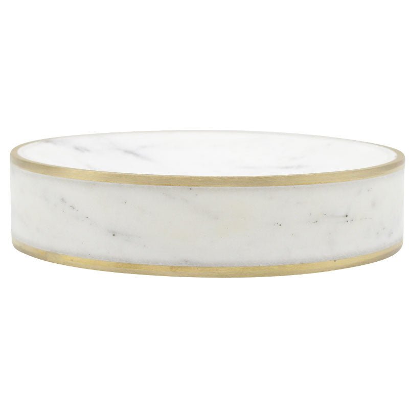 Marble and Brass Soap Dish White