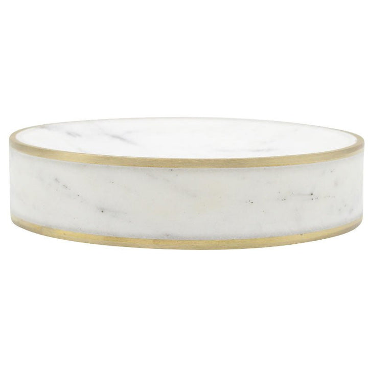 Marble and Brass Soap Dish White