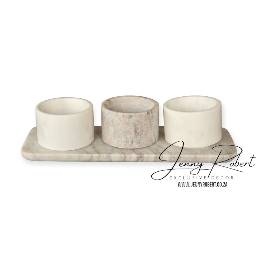 White Marble Containers S/3