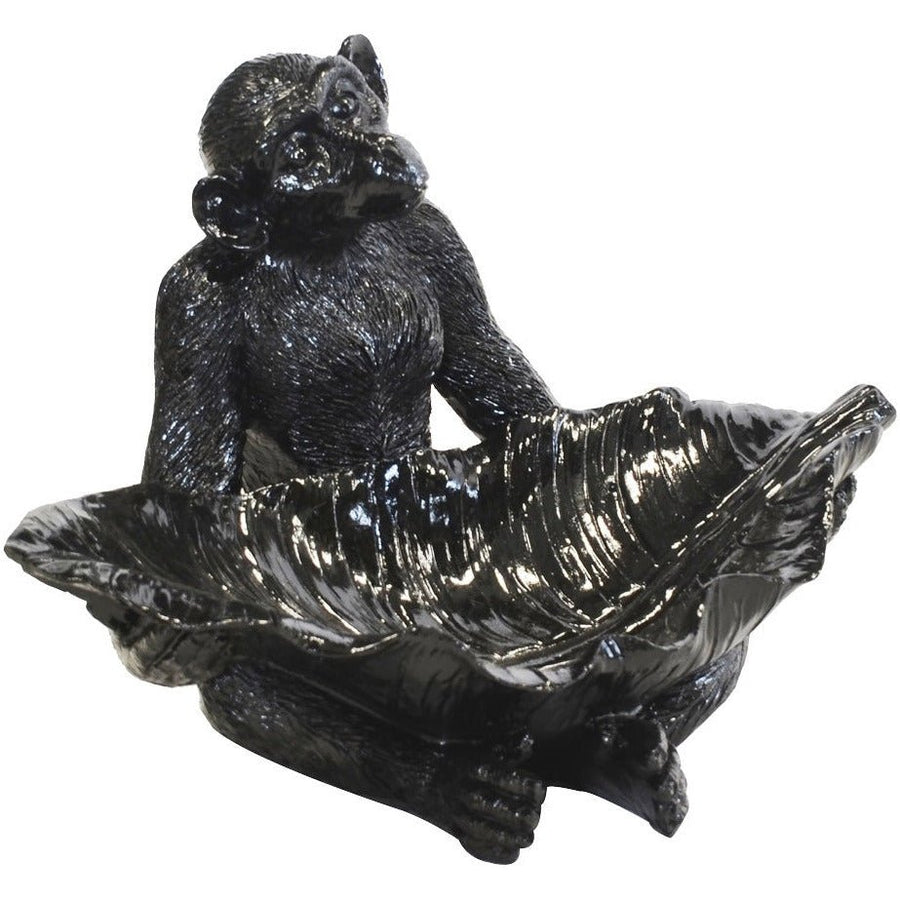 Monkey Sitting Leaf Bowl MED (Resin)