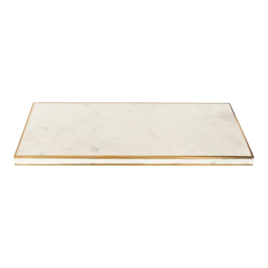Marble and Brass Flat Rectangular Tray (31cm)