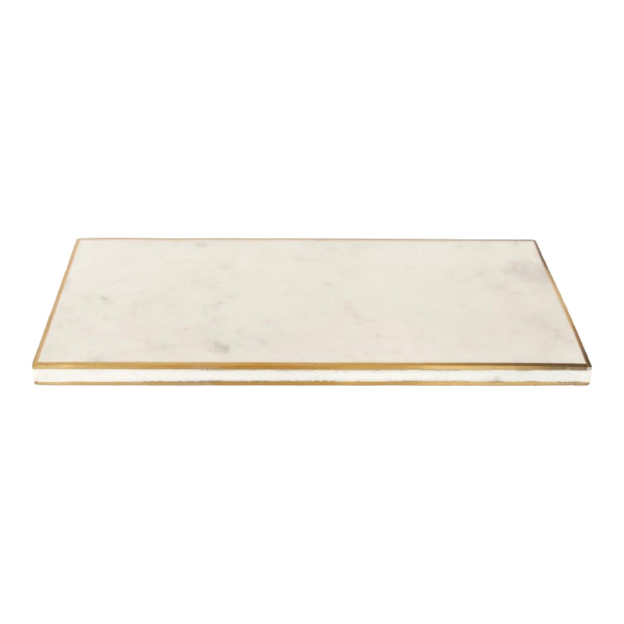 Marble and Brass Flat Rectangular Tray (31cm)