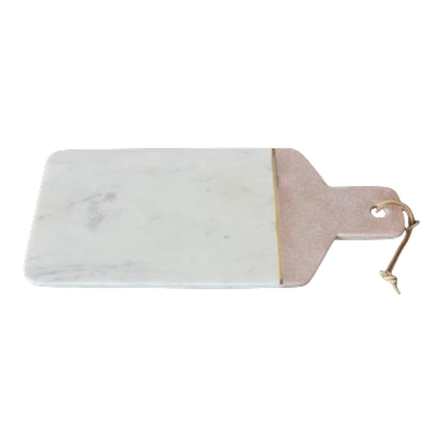 Tray / Board Marble White and Pink With Brass Inlay