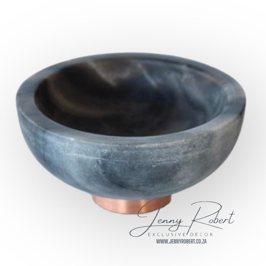 Grey Marble Bowl with Copper Base