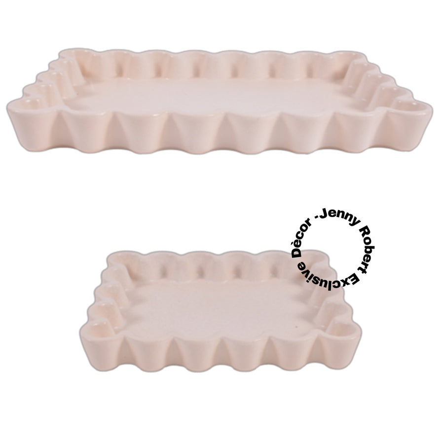 Tray Ceramic Scalloped (Cream)
