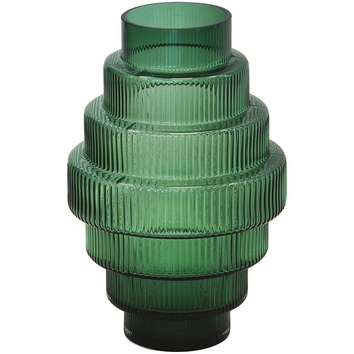Linear Abstract Ribbed Glass Vase (30cm)