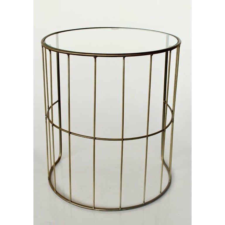 Side Table Round Gold Table (Glass Top)