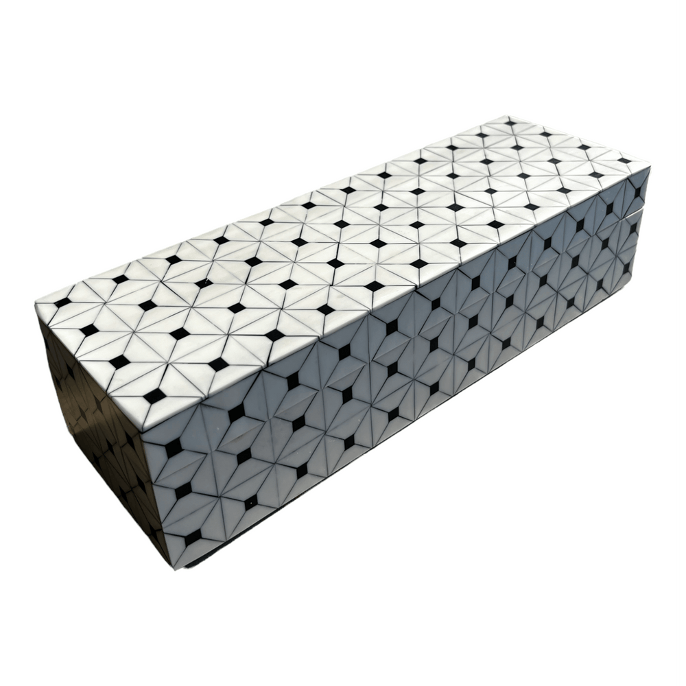 Box with Lid Bone Patterned Rectangular