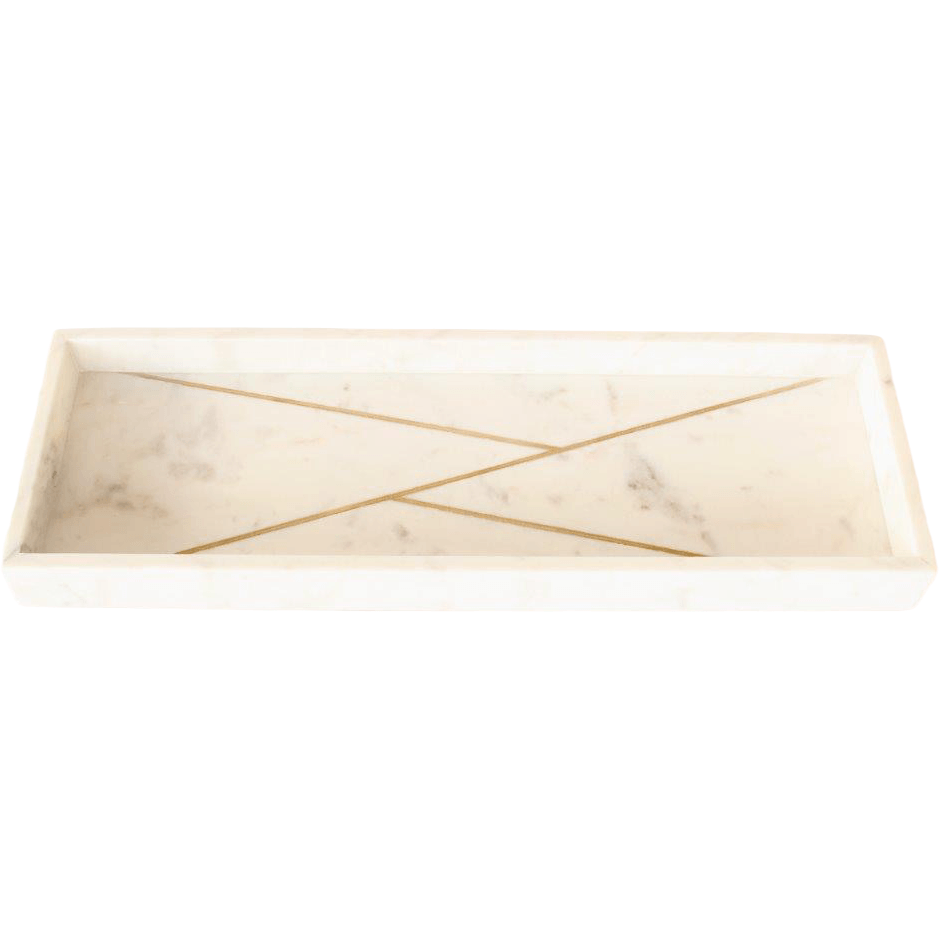 Marble and Brass Rectangular Vanity Tray (53cm)