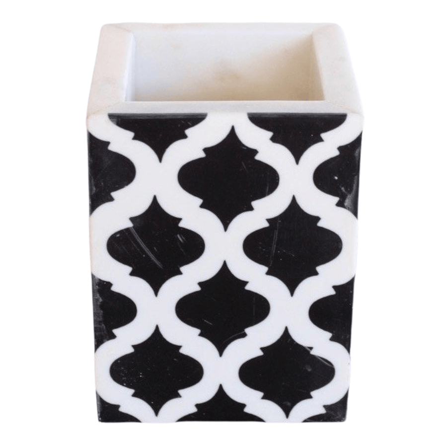 Geo Black &amp; White Marble Open Container