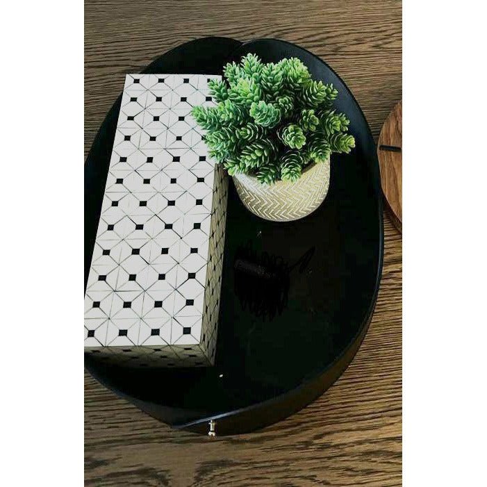 Box with Lid Bone Patterned Rectangular