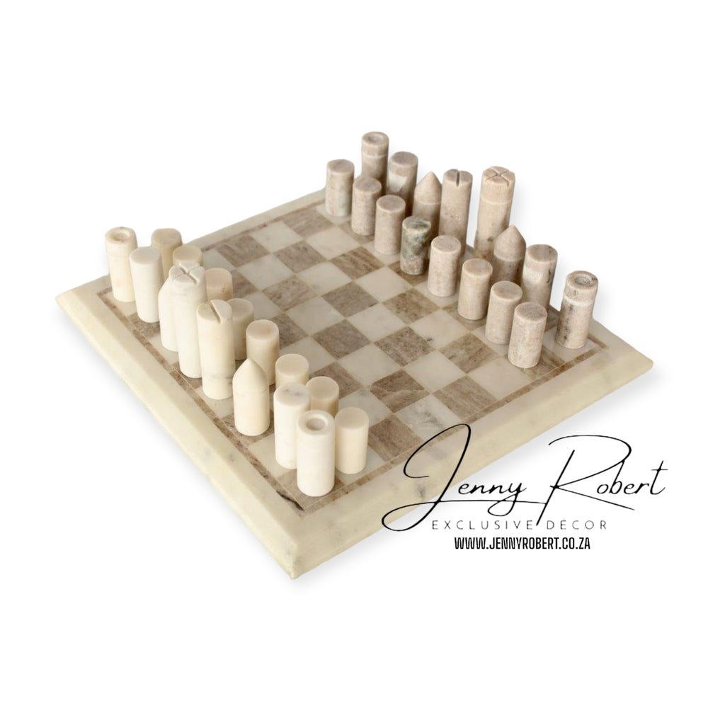 Marble Chess Board in Neutrals