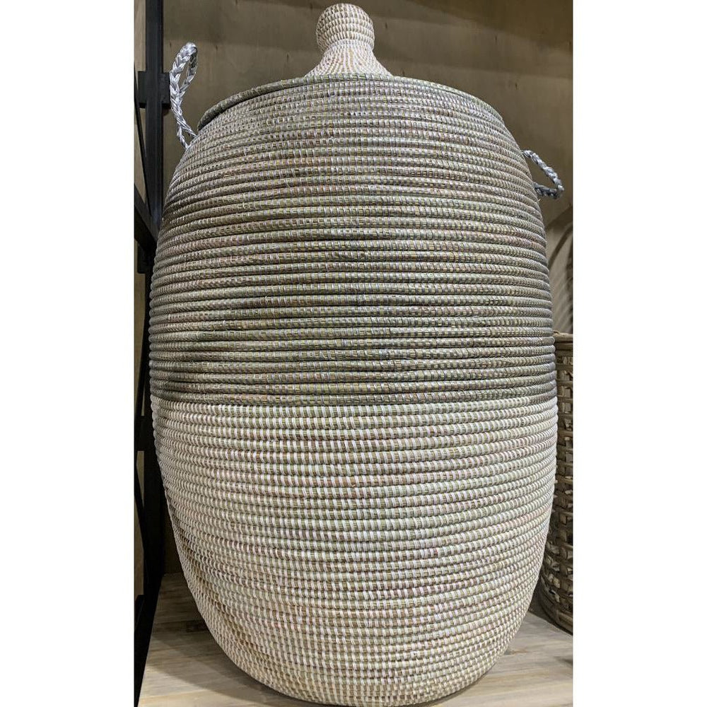 Woven Laundry Basket - African Grey &amp; White (LRG)
