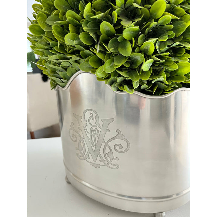 Scalloped Oval Container Silver (LRG)