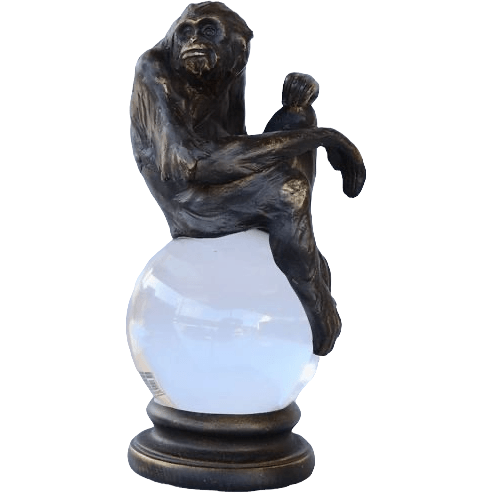 Monkey on Crystal Ball with Base (25cm)