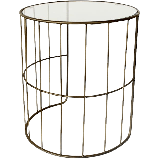 Side Table Round Gold Table (Glass Top)