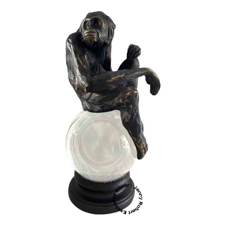 Monkey on Crystal Ball with Base (25cm)
